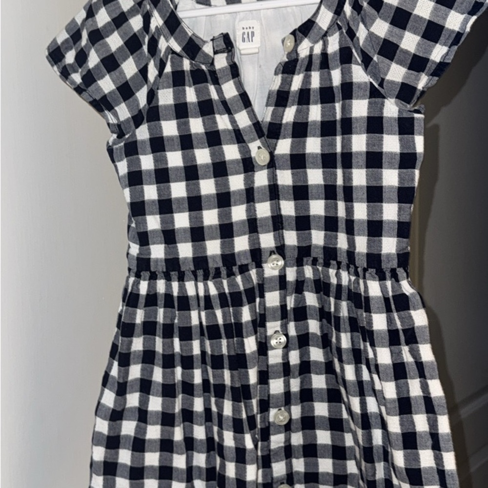 GAP Girls Black and White Gingham Button-Front Dress
